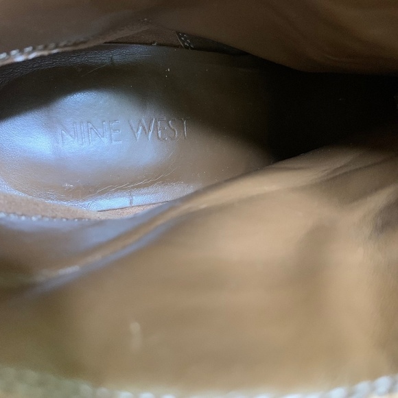 Last Chance👀 Nine West Tan Suede/Leather Block Heel Short Boots Size 5.5 - Picture 5 of 8